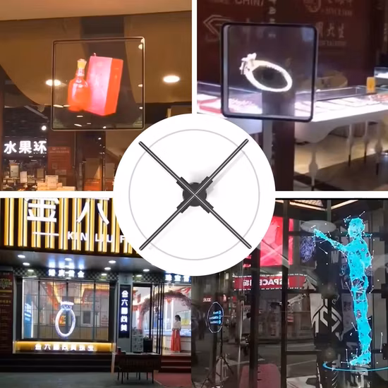 Einfache Installation, transparent, 45 cm, APP-Steuerung, 3D-Hologramm-LED-Restaurant-Werbung, holografisches Lüfterdisplay, 3D-Hologramm-LED-Lüfter