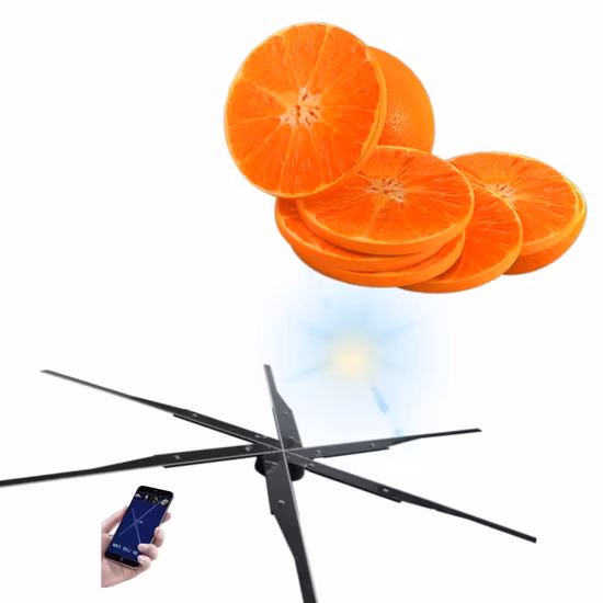 6 Flügel, 70 x 85 cm, kommerzieller LED-Hologramm-Ventilator, 3D-holografisches Pov-Display