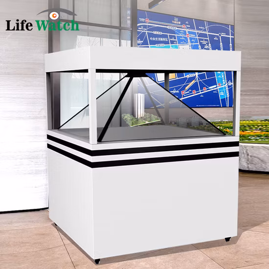 Netzwerk WiFi 360 Grad 2500 mm x 2500 mm große Pyramide LCD holografische Vitrine für Museen
